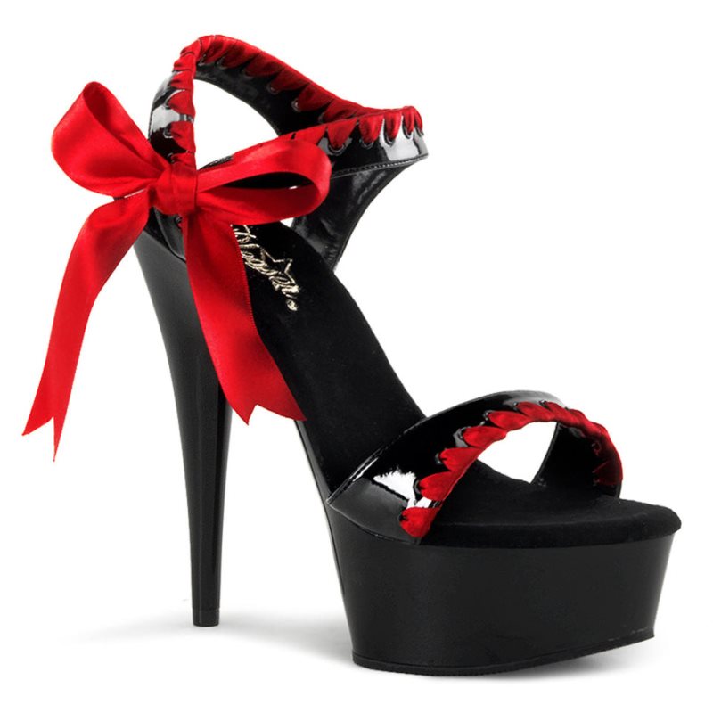 Talons Pleaser Delight-615 Femme Rouge Noir | FRANCE FRQMZHIL