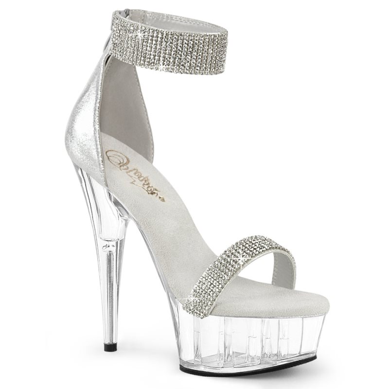 Talons Pleaser Delight-641 Femme Argent | FRANCE FRAWITNM