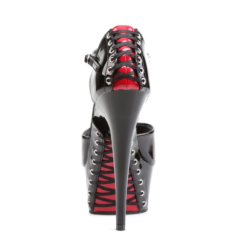 Talons Pleaser Delight-660FH Femme Rouge Noir | FRANCE FRXTRDPO