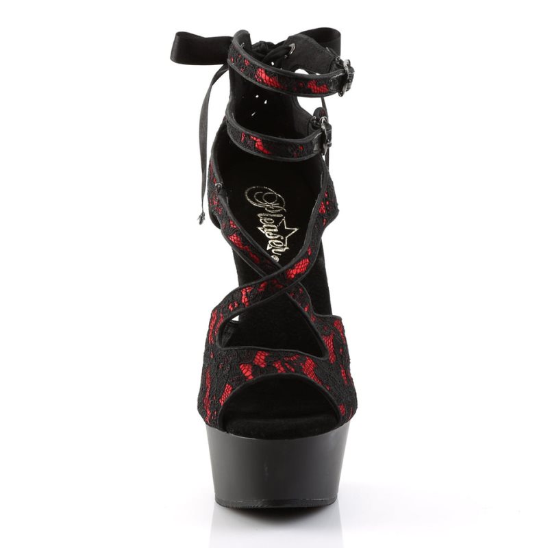 Talons Pleaser Delight-678LC Femme Rouge Noir | FRANCE FRMYGSOA