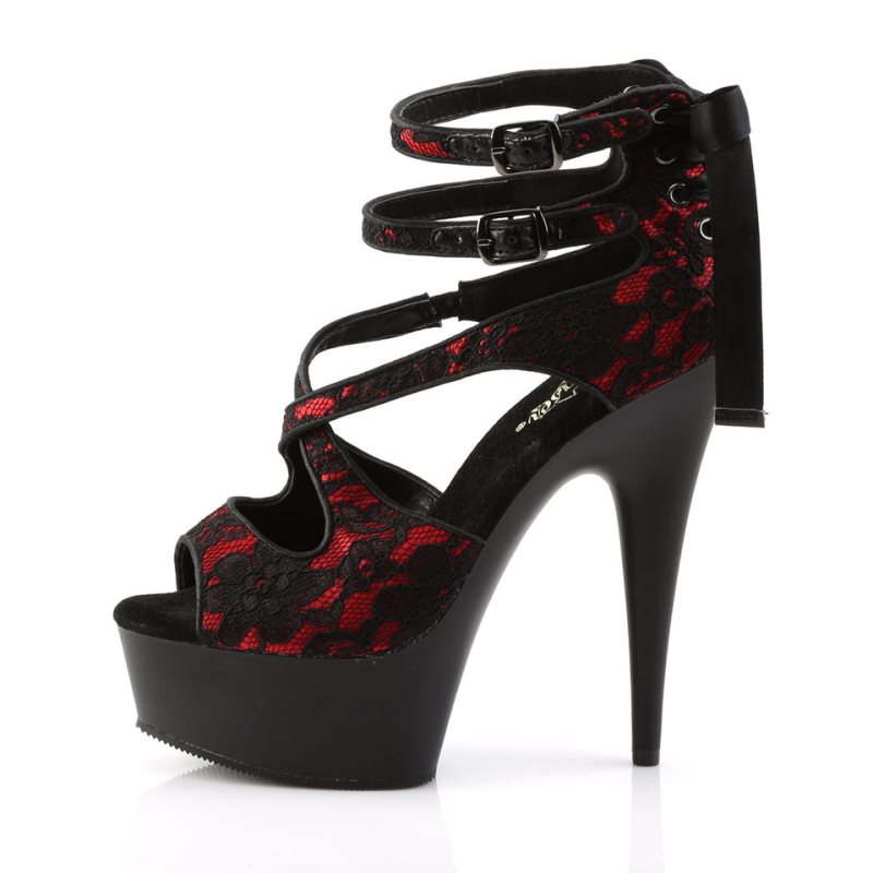 Talons Pleaser Delight-678LC Femme Rouge Noir | FRANCE FRMYGSOA