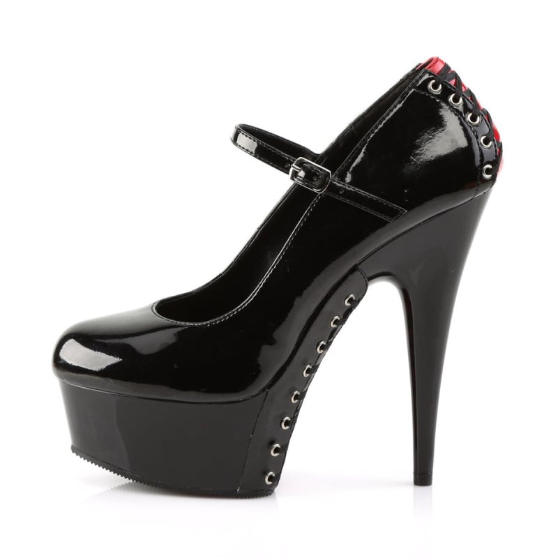 Talons Pleaser Delight-687FH Femme Rouge Noir | PARIS FRBADFIR