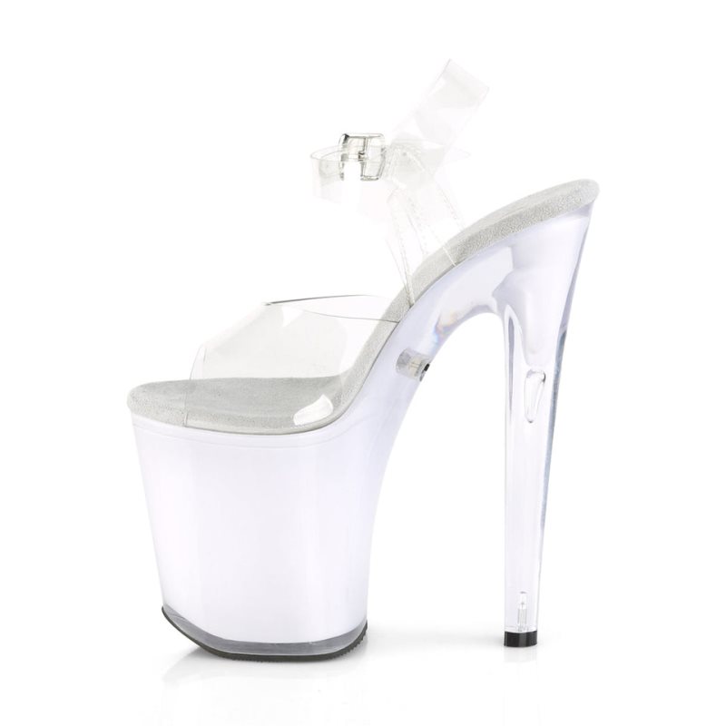 Talons Pleaser Discolite-808 Femme Blanche | FRANCE FRVZJPWG