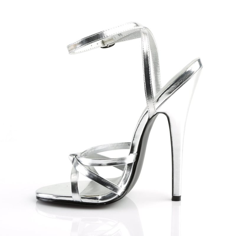 Talons Pleaser Domina-108 Vegan Leather Femme Argent | PARIS FRIDZSVE