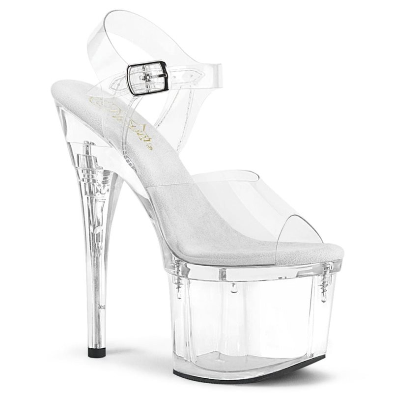 Talons Pleaser Esteem-708 Femme Clear | FRANCE FRZKETPW