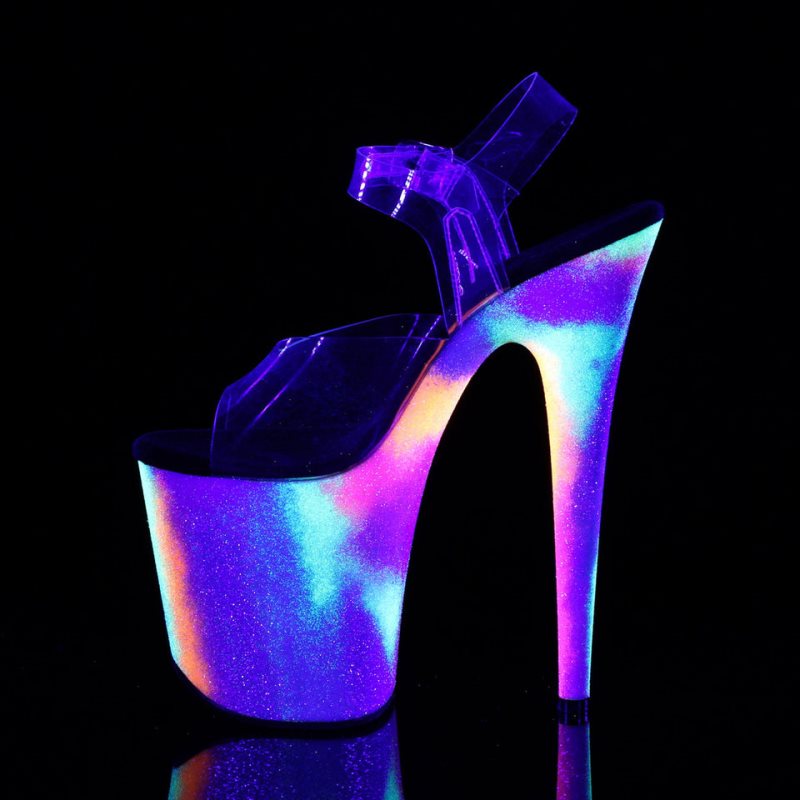 Talons Pleaser Flamingo-808GXY Neon Femme Clear | PARIS FRVSNWQD