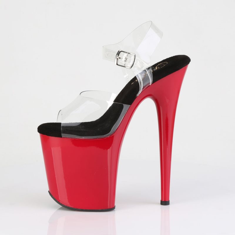 Talons Pleaser Flamingo-808 Femme Noir Rouge | FRANCE FRNBFXMP