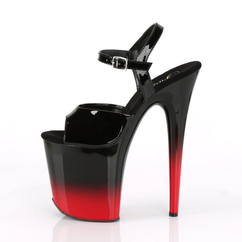 Talons Pleaser Flamingo-809BR-H Femme Noir Rouge | FRANCE FRSNMHKX