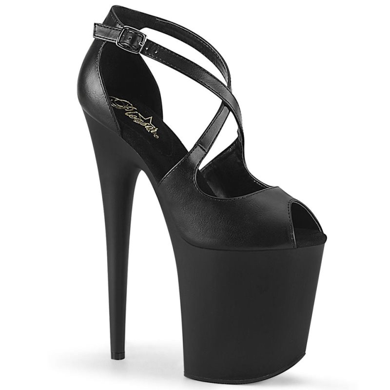 Talons Pleaser Flamingo-821 Vegan Leather Femme Noir | FRANCE FRYASRIJ