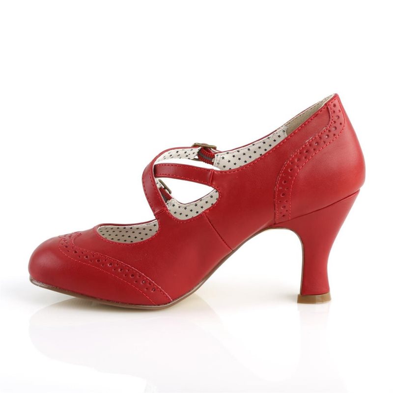 Talons Pleaser Flapper-35 Vegan Leather Femme Rouge | FRANCE FRCYEFMH