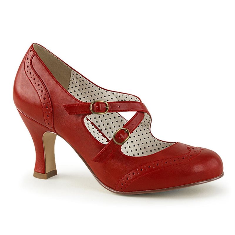 Talons Pleaser Flapper-35 Vegan Leather Femme Rouge | FRANCE FRCYEFMH