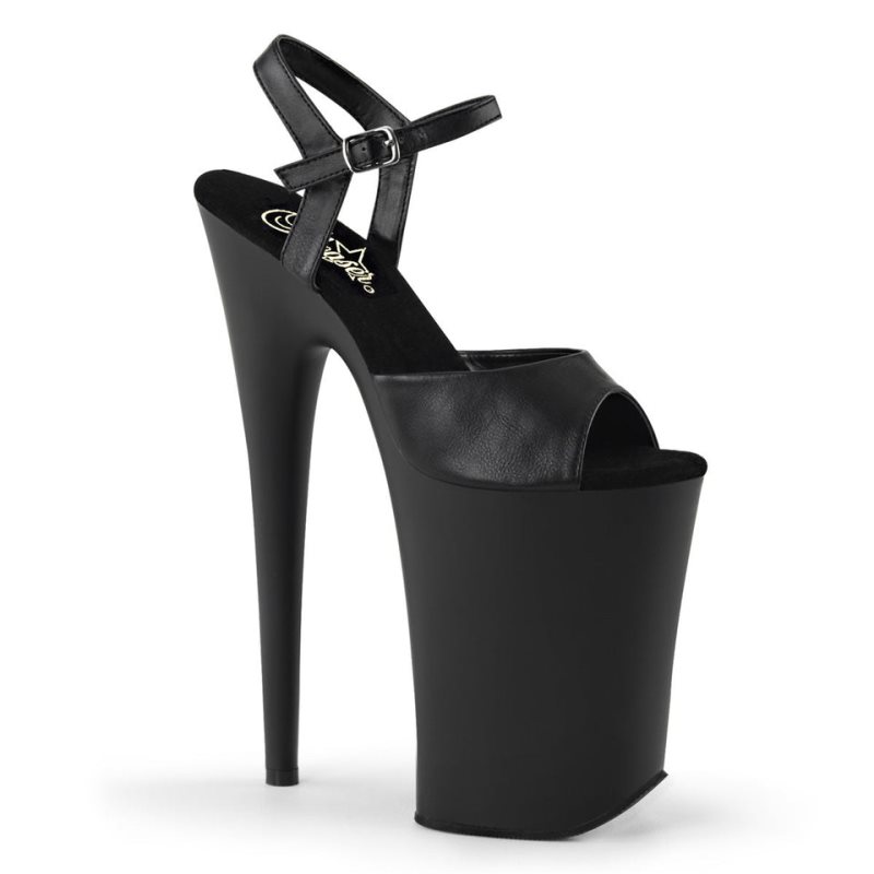 Talons Pleaser Infinity-909 Vegan Leather Femme Noir | PARIS FRILHNGU