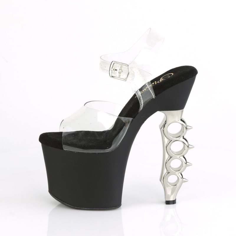 Talons Pleaser Irongrip-708 Femme Argent | FRANCE FRUDCINX