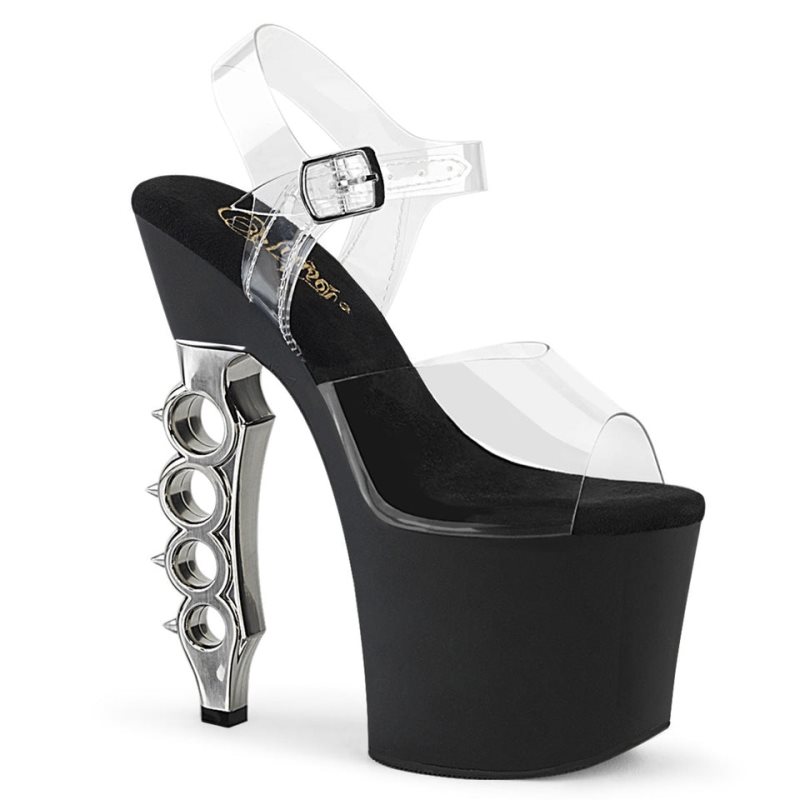 Talons Pleaser Irongrip-708 Femme Argent | FRANCE FRUDCINX