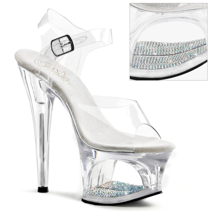 Talons Pleaser Moon-708DM Femme Clear | PARIS FRIQLXSU