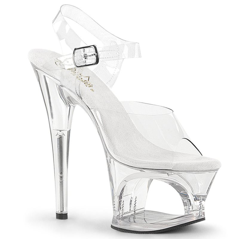 Talons Pleaser Moon-708 Femme Clear | FRANCE FRQPHOCU