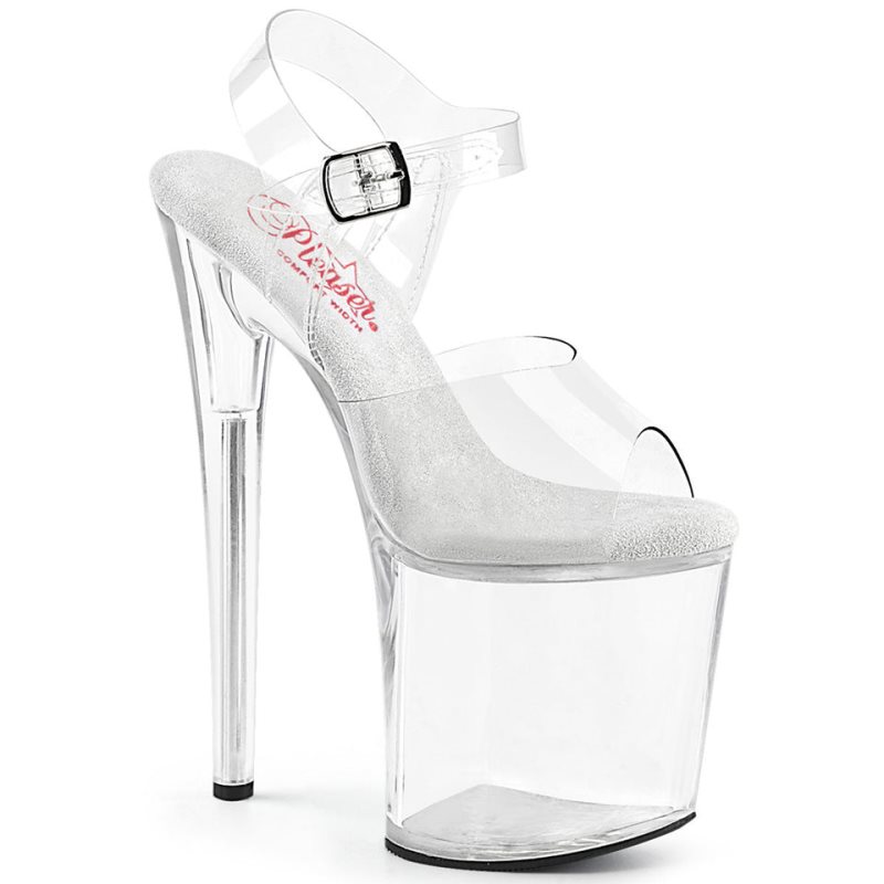 Talons Pleaser Naughty-808 Femme Clear | PARIS FRXFPHLO