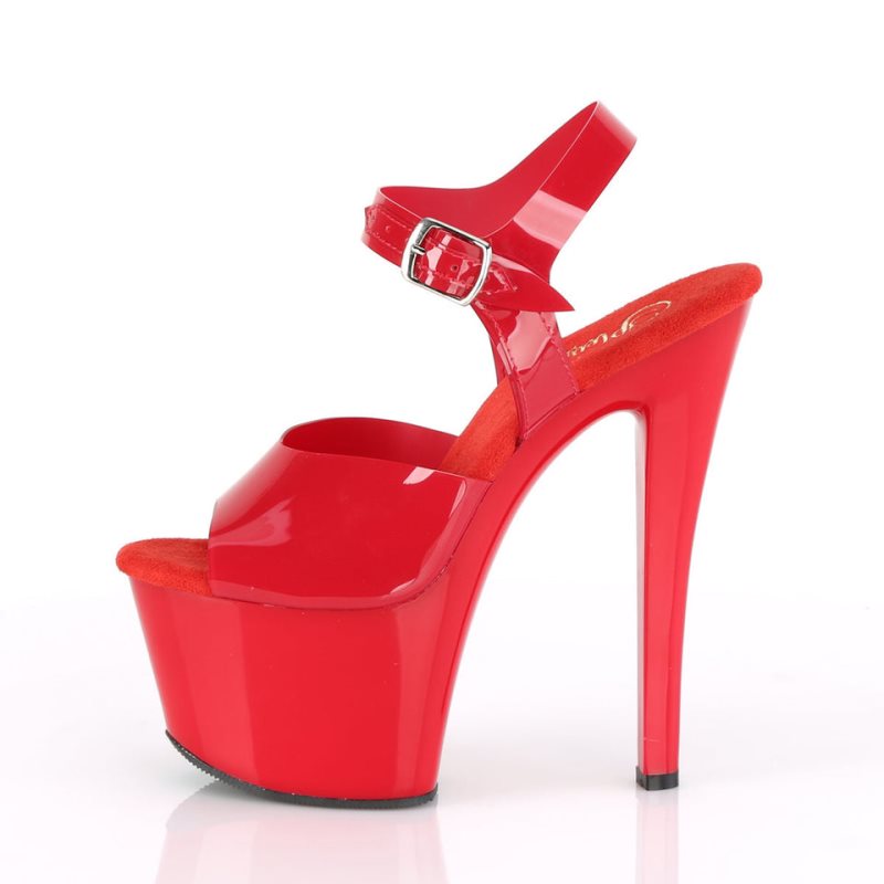 Talons Pleaser Sky-308N Femme Rouge | FRANCE FRXWMOLB