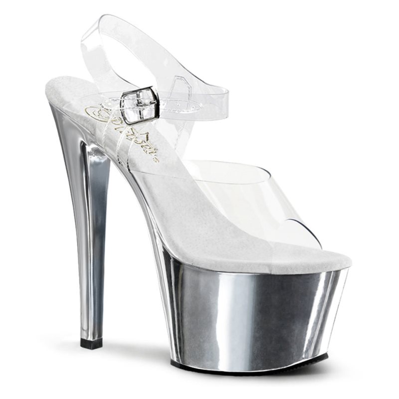 Talons Pleaser Sky-308 Femme Argent | PARIS FRAEODTH