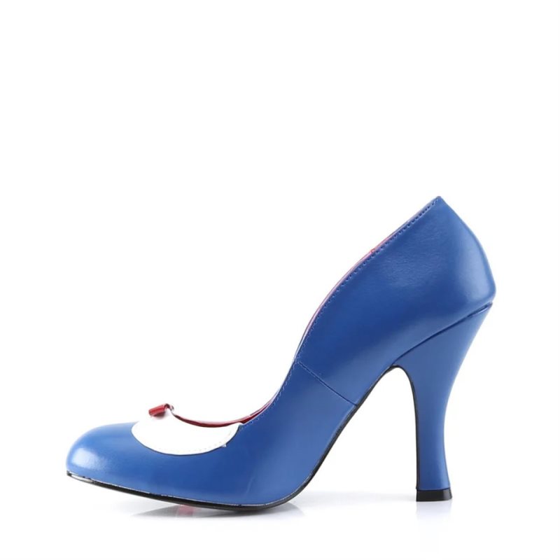 Talons Pleaser Smitten-05 Vegan Leather Femme Bleu Blanche | FRANCE FROGMAIY