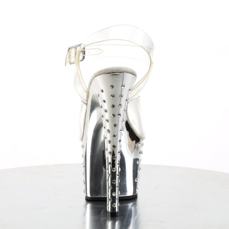 Talons Pleaser Stardust-708 Femme Argent | FRANCE FRIGCTEU