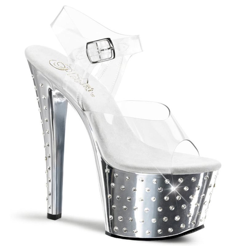 Talons Pleaser Stardust-708 Femme Argent | FRANCE FRIGCTEU